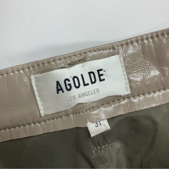 AGOLDE Recycled Leather 90’s Pinch Waist Pant in Quail Patent Sz 31 - Picture 9 of 15